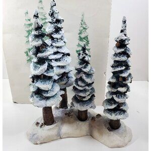 Vtg Dept 56 Heritage 1991 Village Pole Pine Forest Cold Cast Porcelain Retired